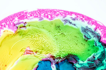 Obraz premium Background of red, pink, blue, brown ink waves