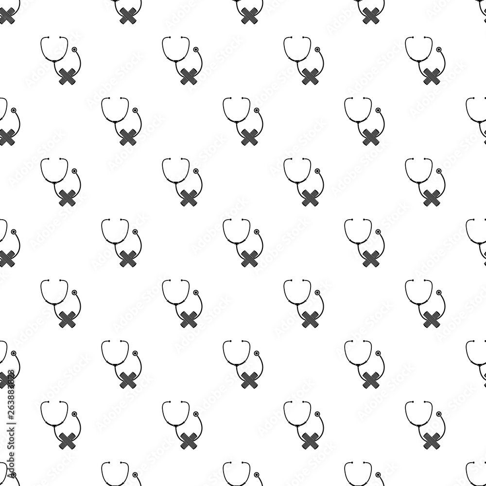 Poster stethoscope, cross bandage pattern seamless vector repeat geometric for any web design