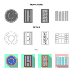 Isolated object of door and front icon. Set of door and wooden stock symbol for web.