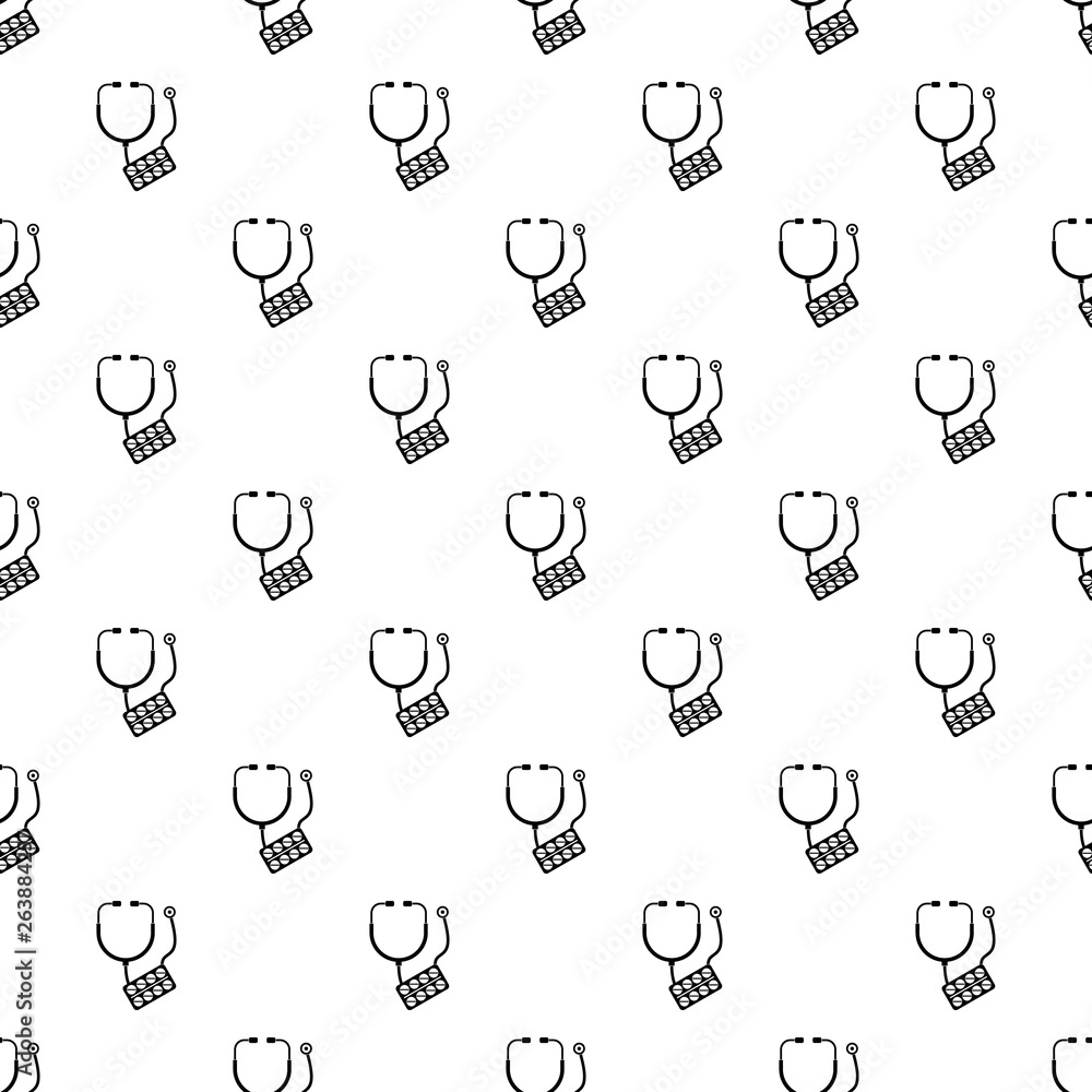 Poster stethoscope, pills pattern seamless vector repeat geometric for any web design