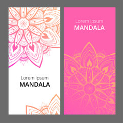 Indian floral paisley medallion banners. Ethnic Mandala ornament. Can be used for textile, greeting card, coloring book, phone case print.