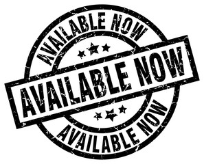 available now round grunge black stamp