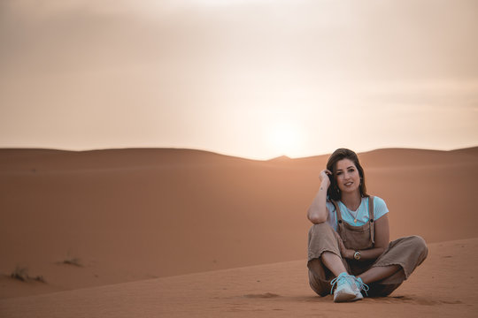 beautiful girl in moroco desert 