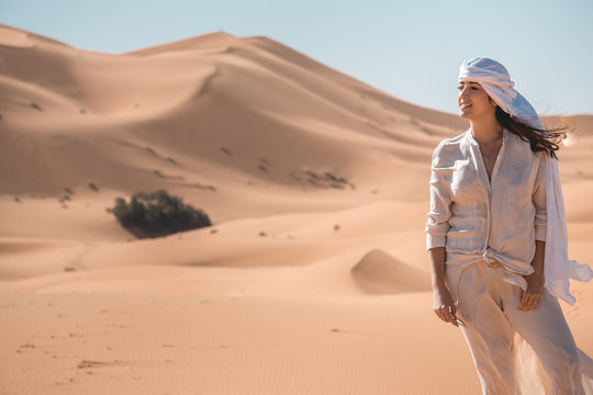 beautiful girl in moroco desert 