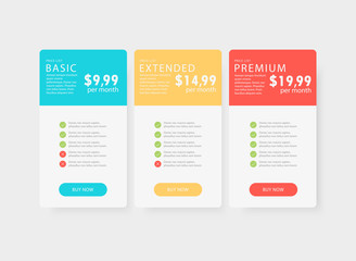 Vector price table tamplate / price list template