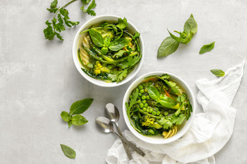 Spring green minestrone verde soup