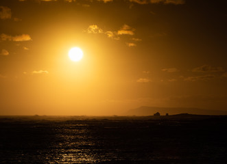 Fototapeta premium Sunset with cottages