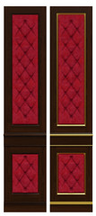 Classic wooden panel and veneer and patina gold, 3d rendering.