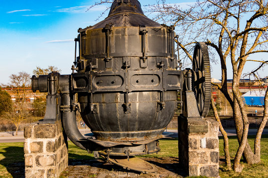 Sandviken, Sweden A huge cauldron and converter used to make steel with the Bessemer method stands at the Sandvik company headquarters.