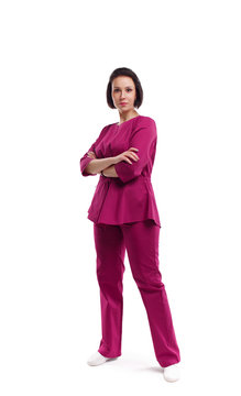 business vumen. Full-length portrait on a white background. european brunette