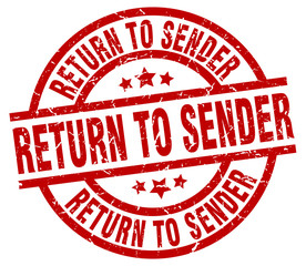 return to sender round red grunge stamp
