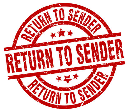 Return To Sender Round Red Grunge Stamp