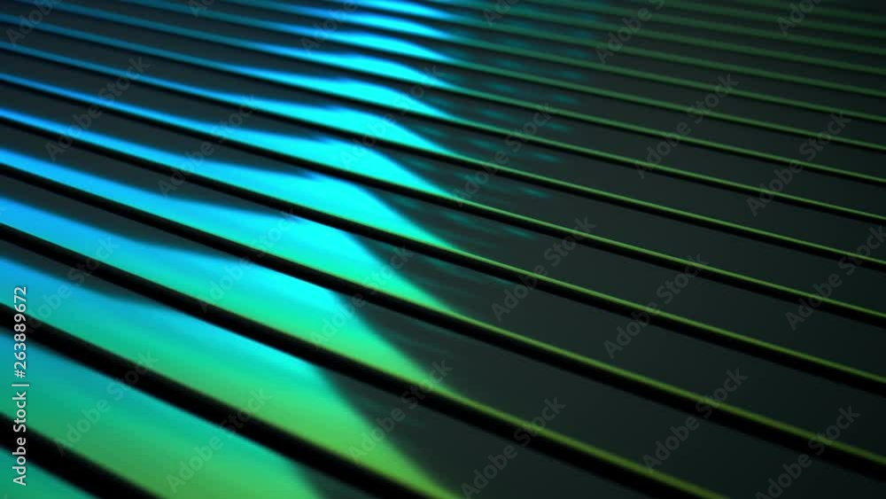 Poster abstract background with iridescent glossy swinging bars. geometric seamless composition with colorf