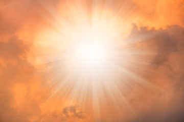 Fototapeta na wymiar Sun light with orange dramatic sky