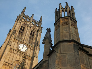 view of the tower and main building of the historic saint peters minster in leeds formerly the...