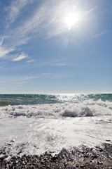 Sea surf in the afternoon on a sunny day