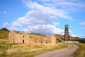 Derelict Lead Mine, the remains of Grove Rake Mine are near Rookhope in Weardale, County Durham,...