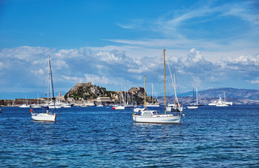 View of the sea and The Old Fortress of Corfu 