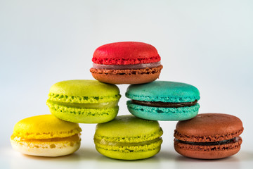 Pile of macaroons onwhite  background