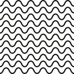 Pattern of black wavy line seamless with white background - Vector .