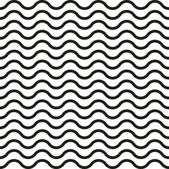 Pattern of black wavy line seamless with white background - Vector .