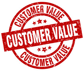 customer value round red grunge stamp