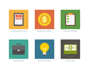 Business flat design icons vector illustration for website and promotion banners