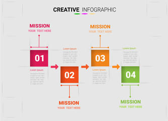 Abstract infographics number options template with steps, with 4 label. Can be used for workflow layout, diagram, business step options, banner, web design. Vector eps 10.