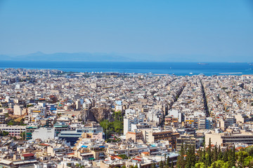 Nice view of the beautiful Athens from the mountain