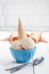 Chocolate ice cream bowls and cornets.
