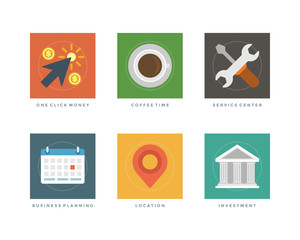 Business flat design icons vector illustration for website and promotion banners