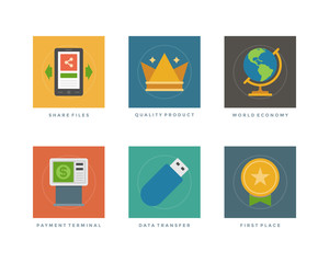 Business flat design icons vector illustration for website and promotion banners