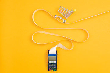 Shopping cart on a long POS terminal receipt