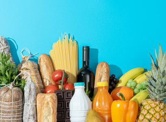 Fresh assorted grocery shopping items