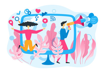 Social marketing concept. Vector flat illustration