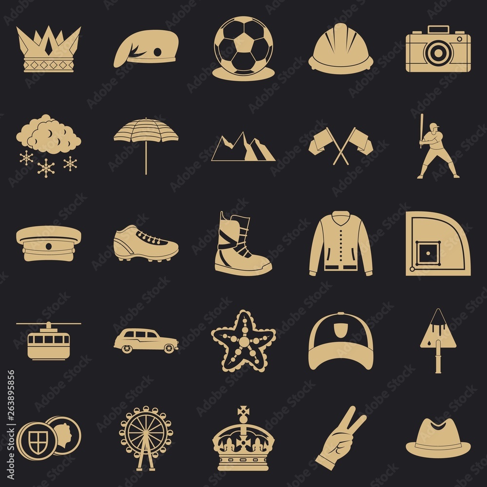 Poster hat icons set. simple set of 25 hat vector icons for web for any design