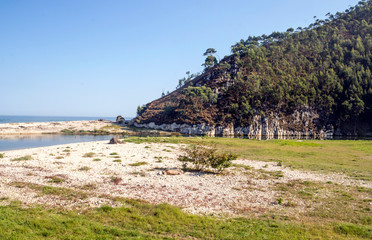Sand beach in Asturias in the north of Spain in a sunny day