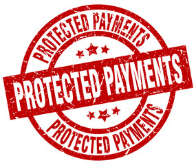 protected payments round red grunge stamp