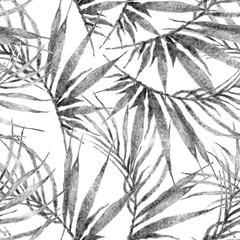 Tropical seamless pattern. Watercolor chaotic palm