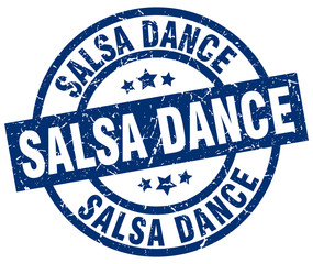 salsa dance blue round grunge stamp