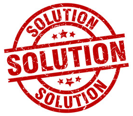 solution round red grunge stamp