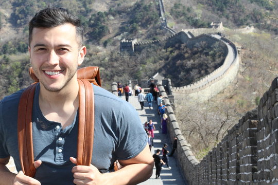 Ethnic Tourist In The Great Wall Of China 