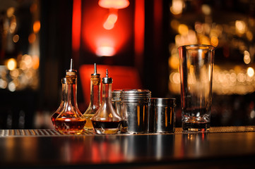Close-up of bar equiment on bar counter