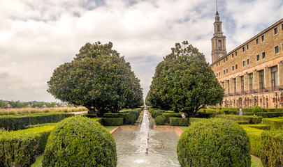 Ancient cathedral of Gijon in the north of Spain in a cloudy day.
