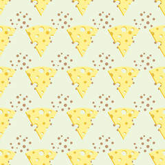 Abstract vector slices of cheese seamless pattern