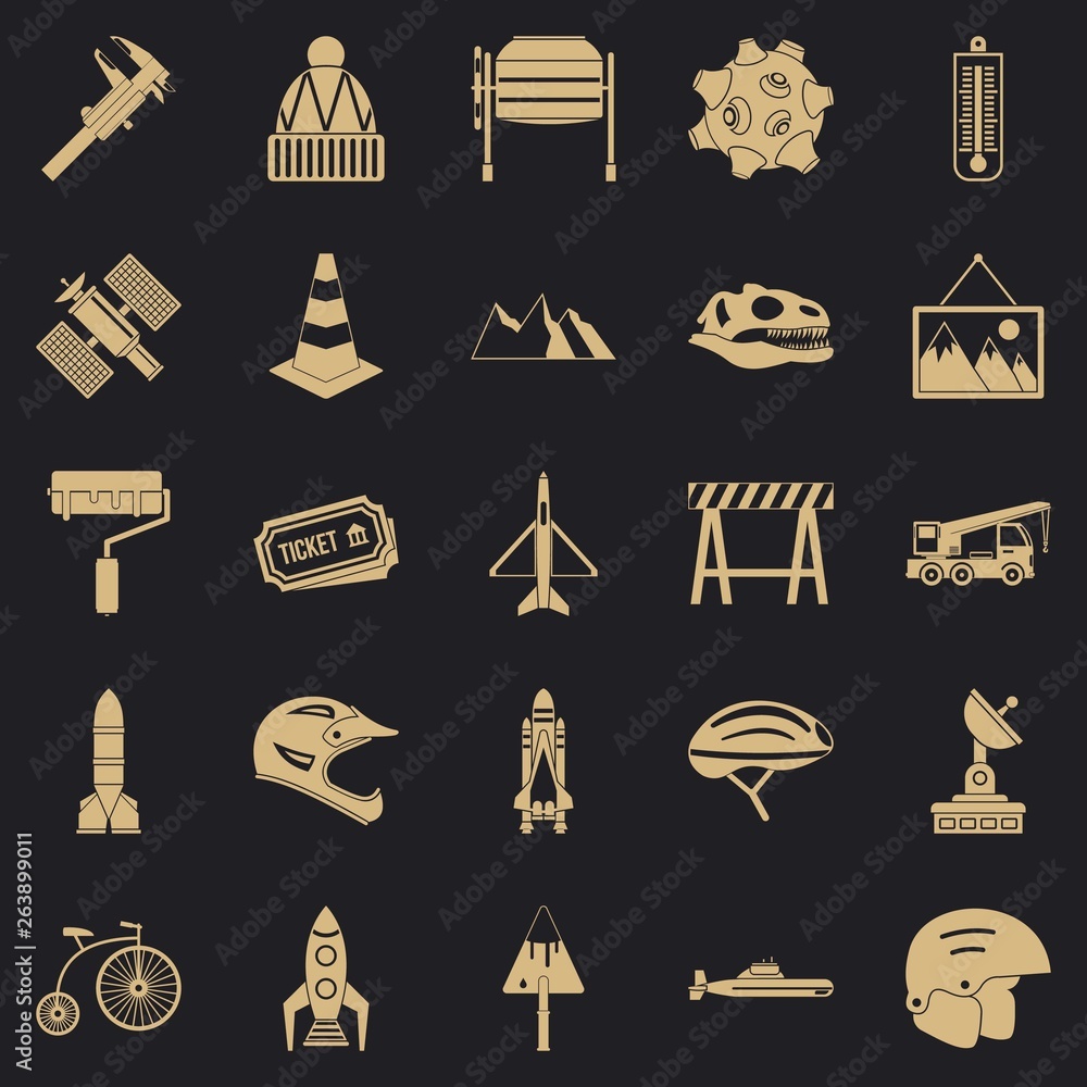 Poster helmet icons set. simple set of 25 helmet vector icons for web for any design