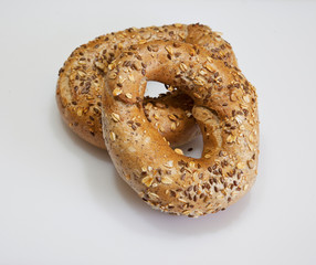 bagels with poppy seeds isolated on white background