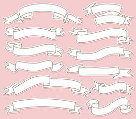 Hand Drawn Ribbon Banners Set