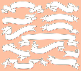 Hand Drawn Ribbon Banners Set