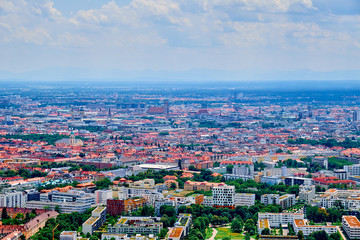 Fototapeta na wymiar Bird view of the center of Munich